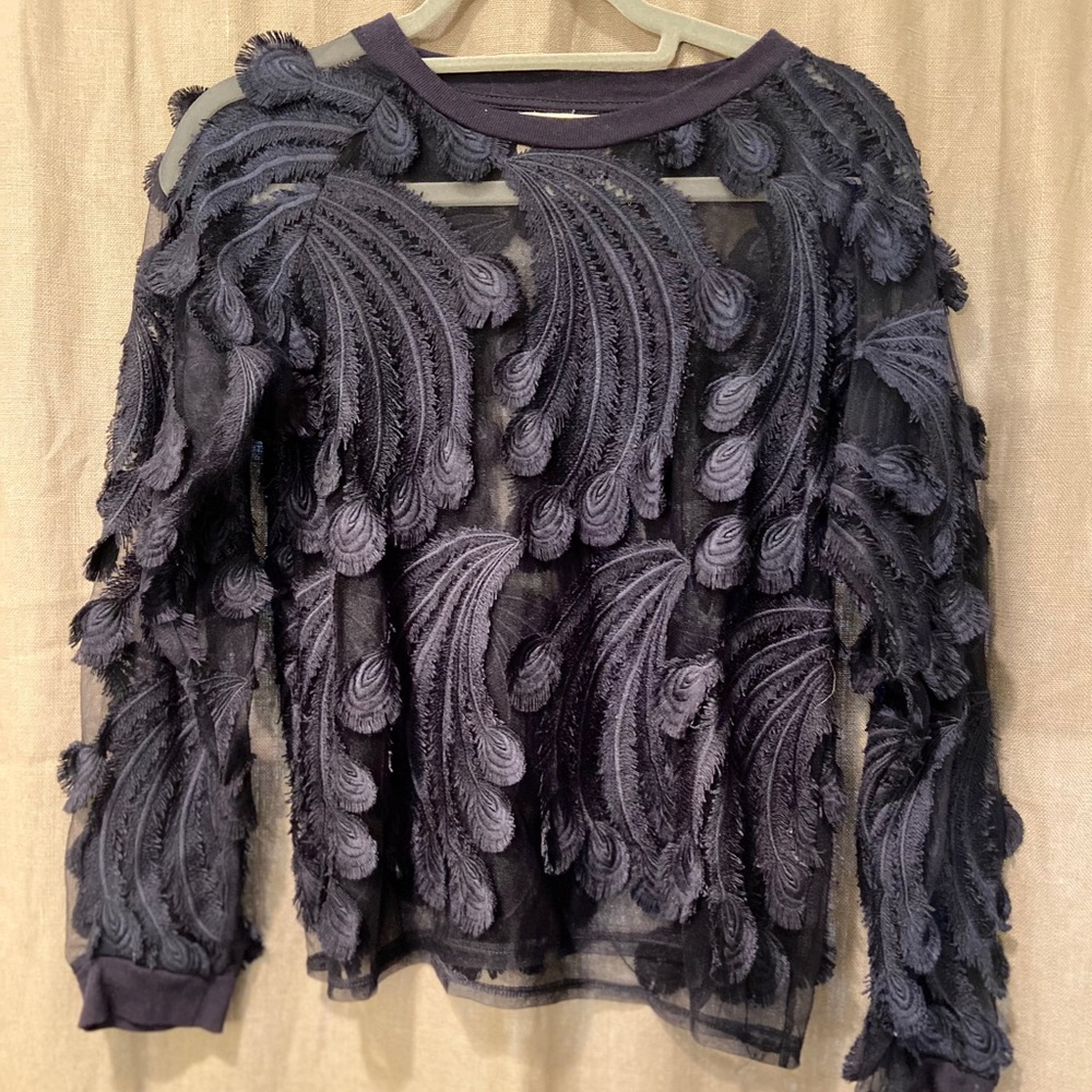 Anthropology Pepin Navy Top